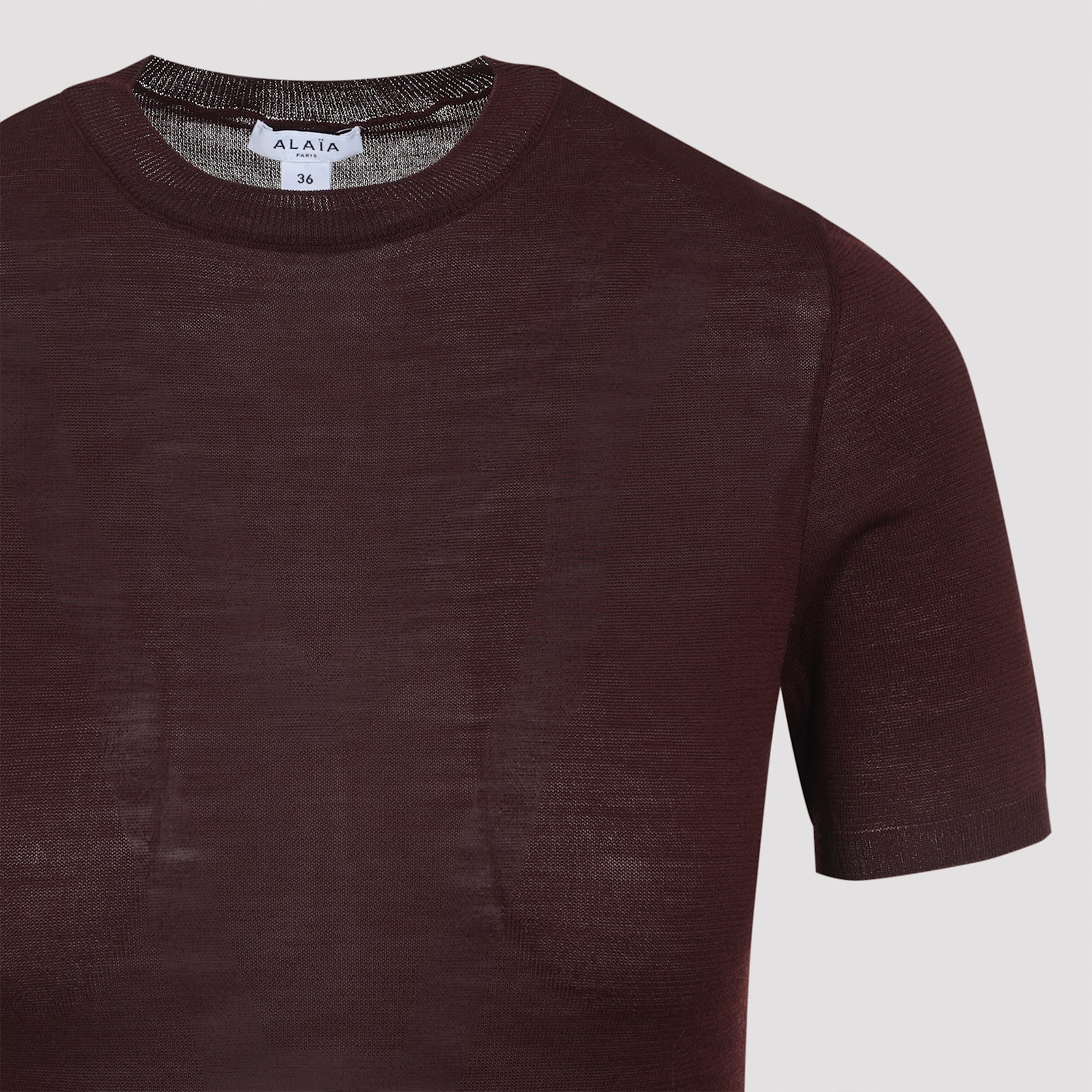Alaïa Wool-blend Crewneck Bodysuit Top In Brown