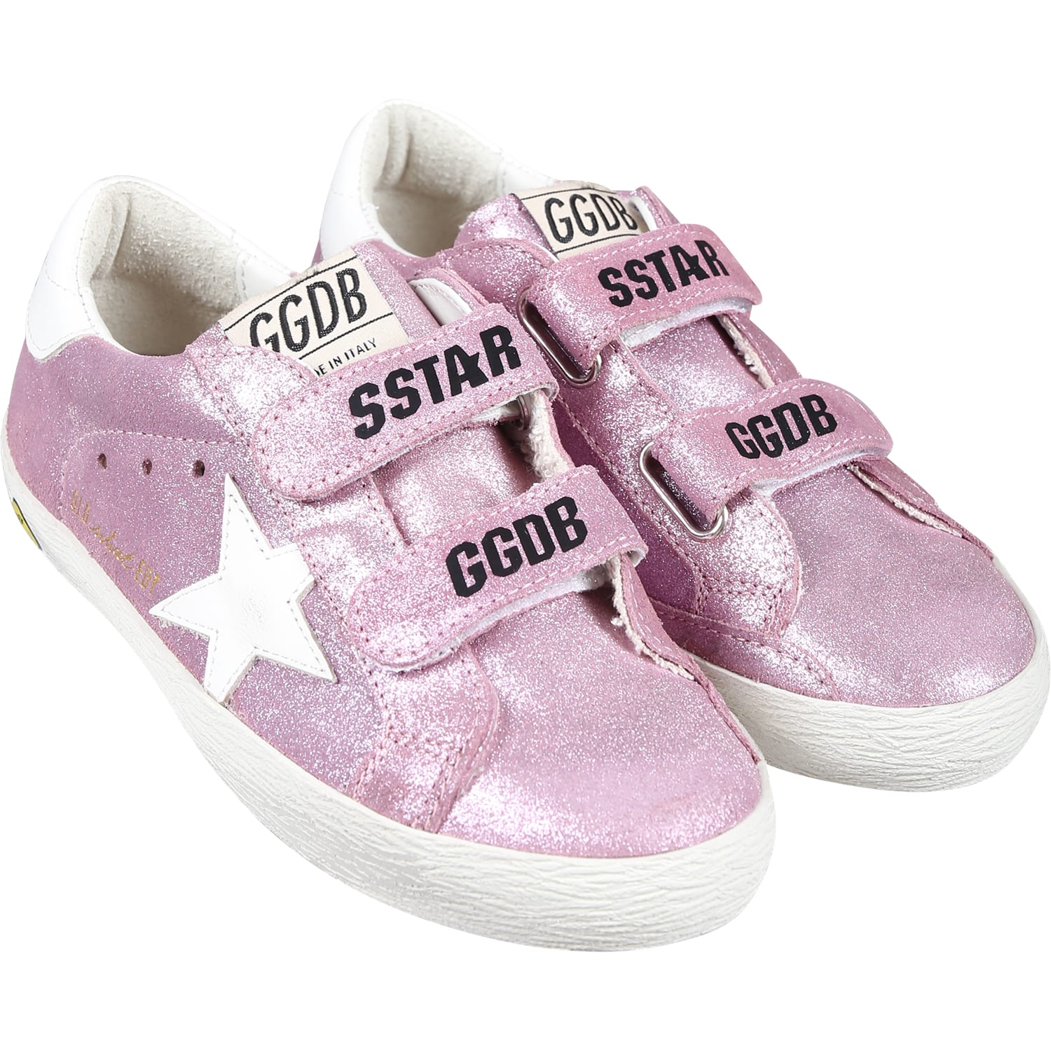 Golden Goose Purple Old School Sneakers For Girl With Star In Pink