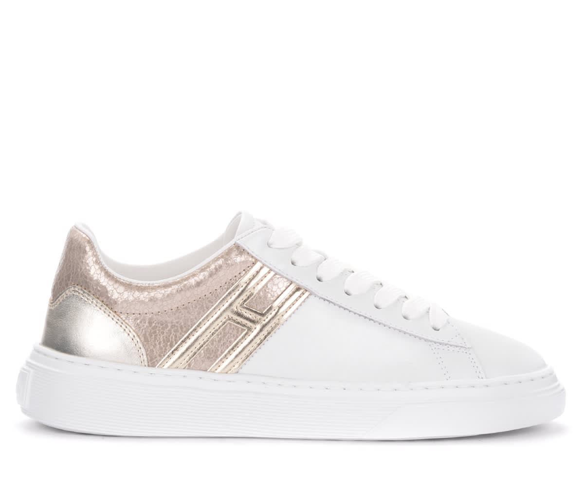 Hogan H365 Sneakers In White And Gold Leather
