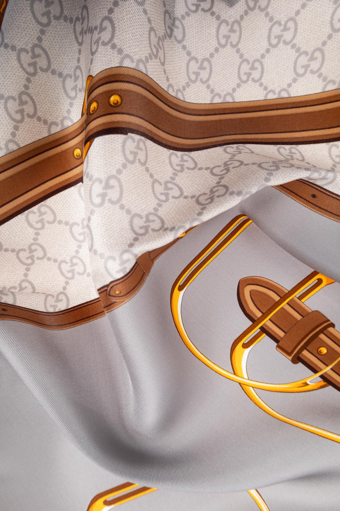 Gucci Silk Scarf In Gray
