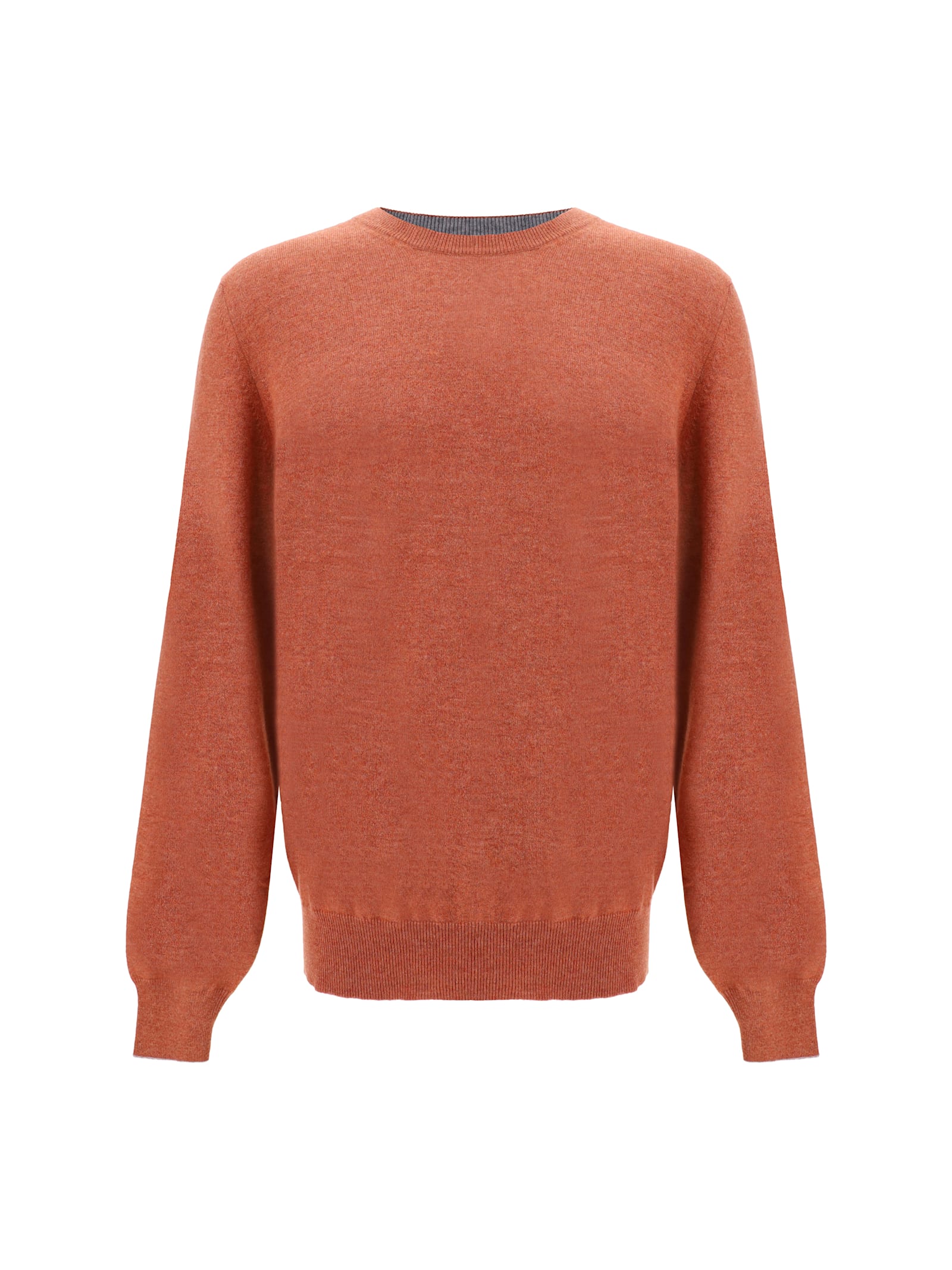 Brunello Cucinelli Long-sleeved Cashmere Sweater In Orange