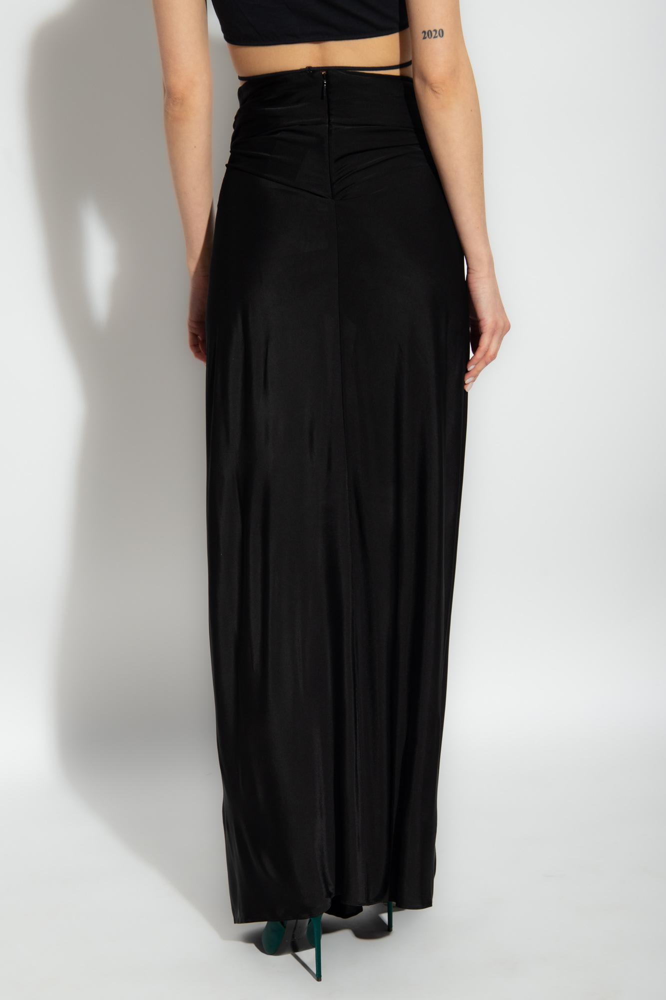 Shop Saint Laurent Draped Skirt In Noir