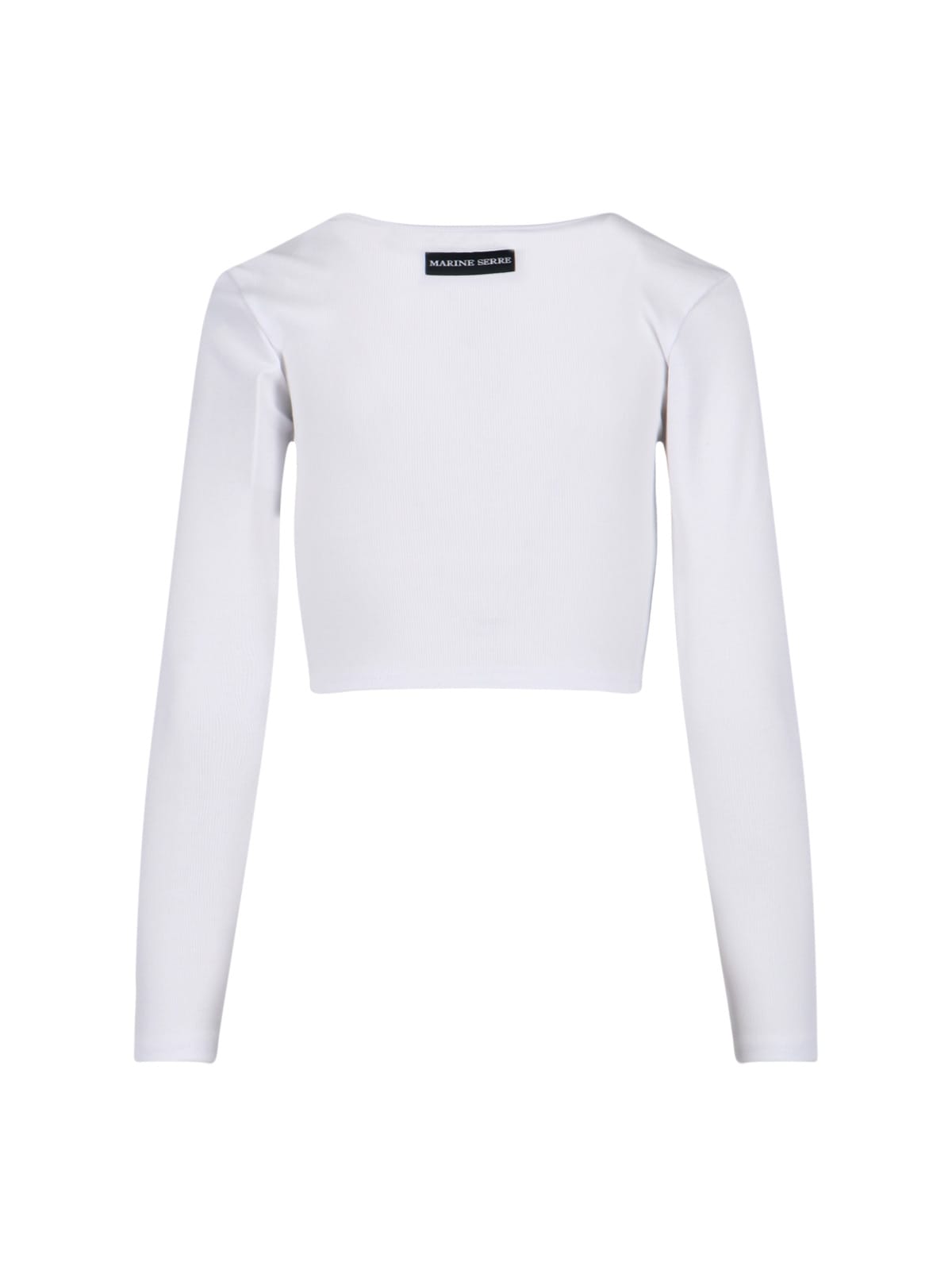 Marine Serre Round-neck Long-sleeved Fitted Short-sleeved T-shirt In White