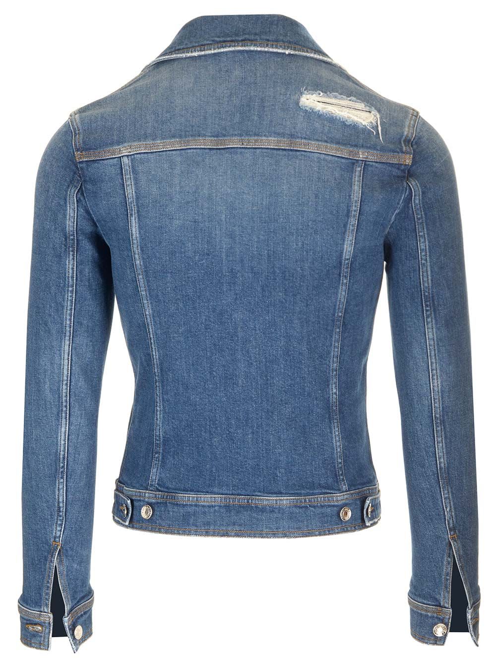 Shop Dolce & Gabbana Blue Stretch Denim Jeans Jacket