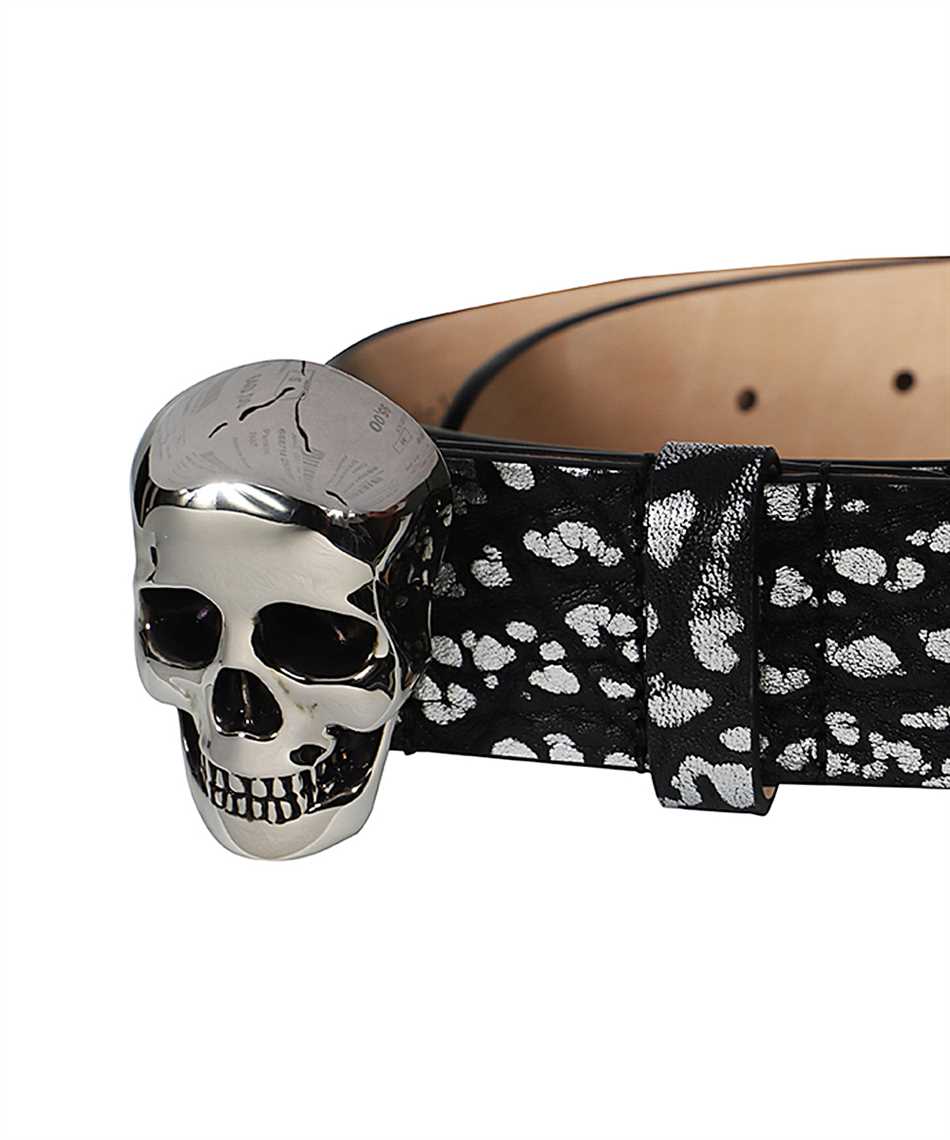 Shop Alexander Mcqueen Printed Leather Belt In Black