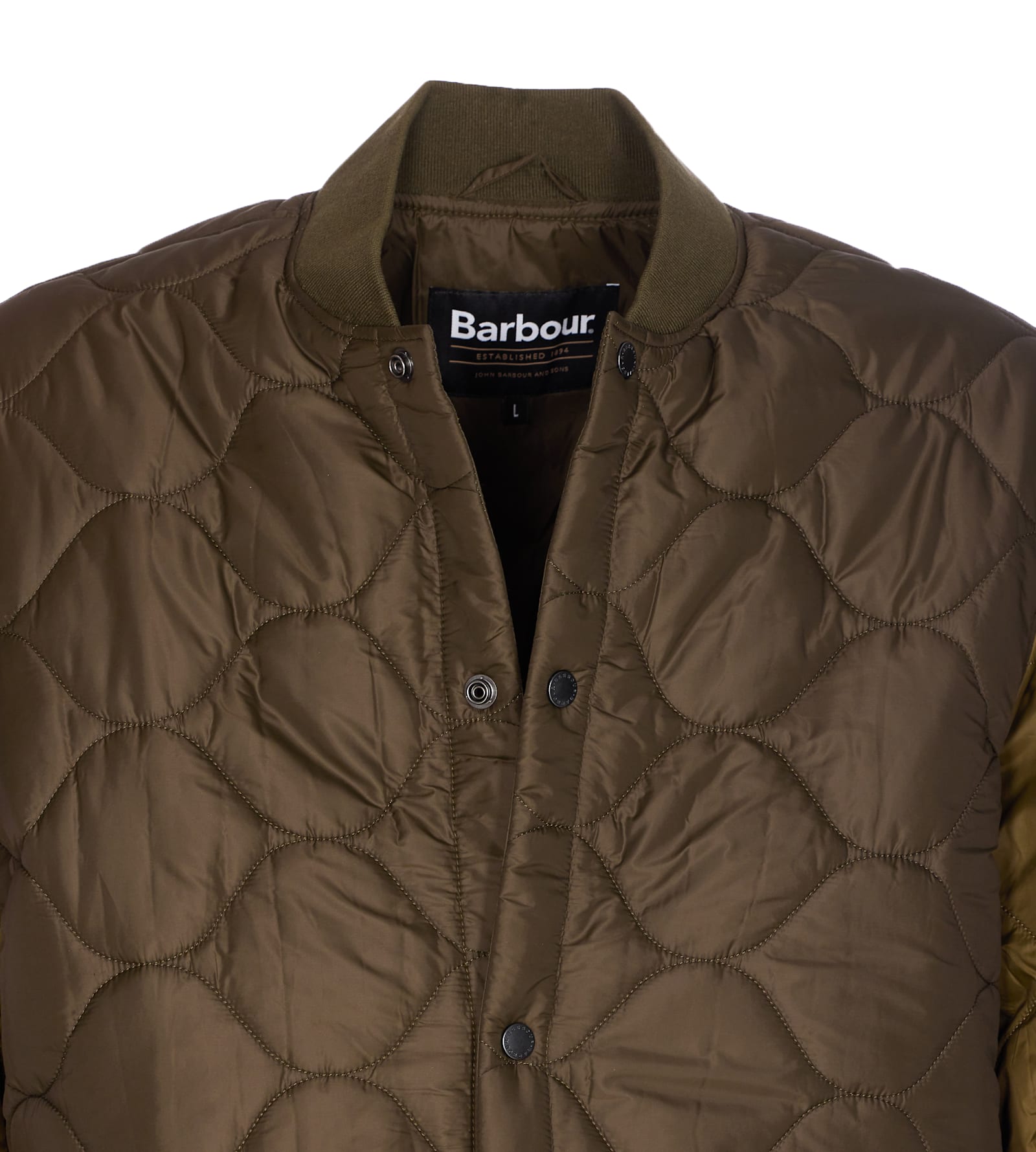 Barbour Olive Cording Quilted Jacket Buttons Closure In Green