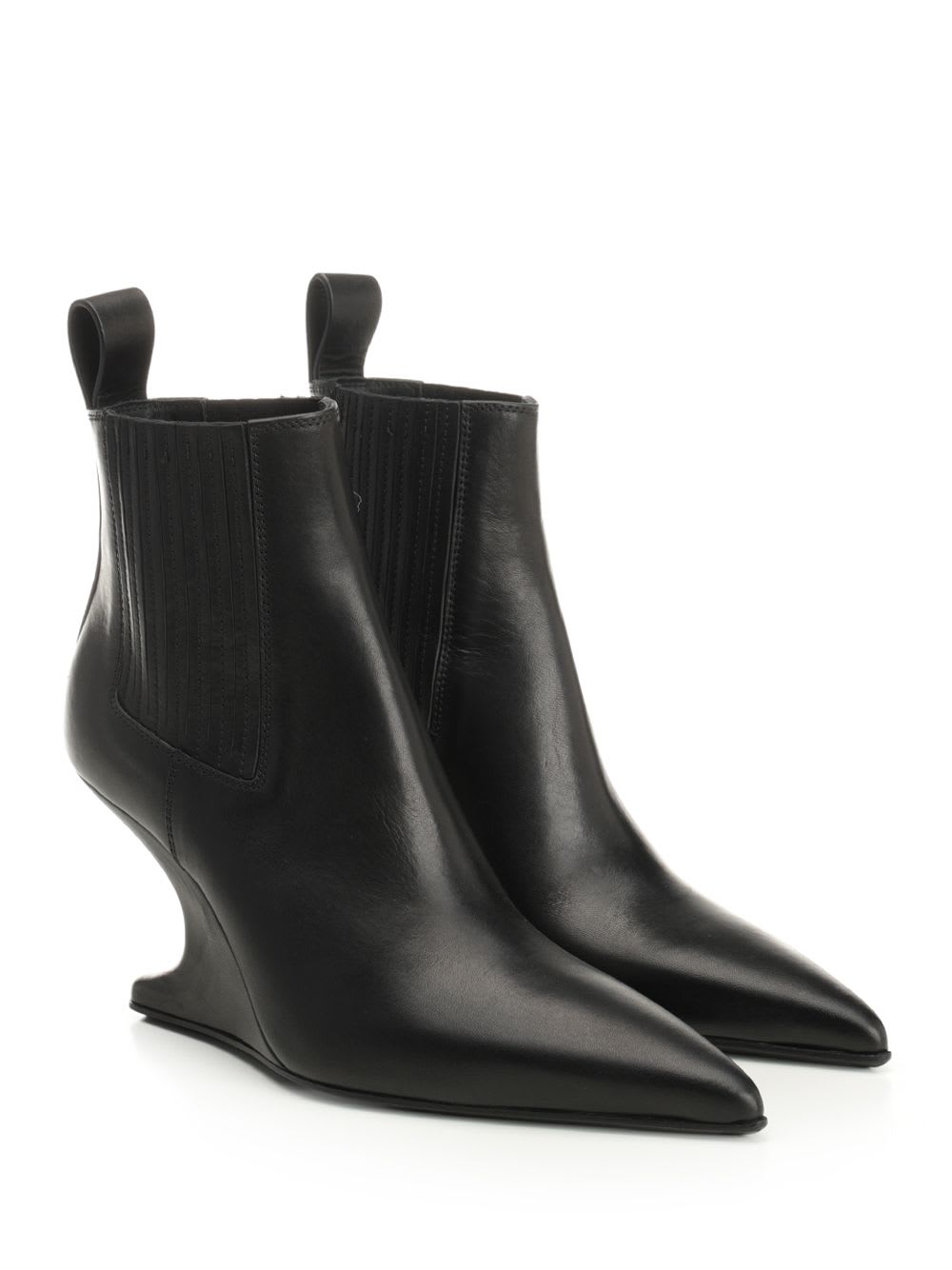 Rick Owens Ankle Boot With Pointed Toe And Sculptural Heel In Black