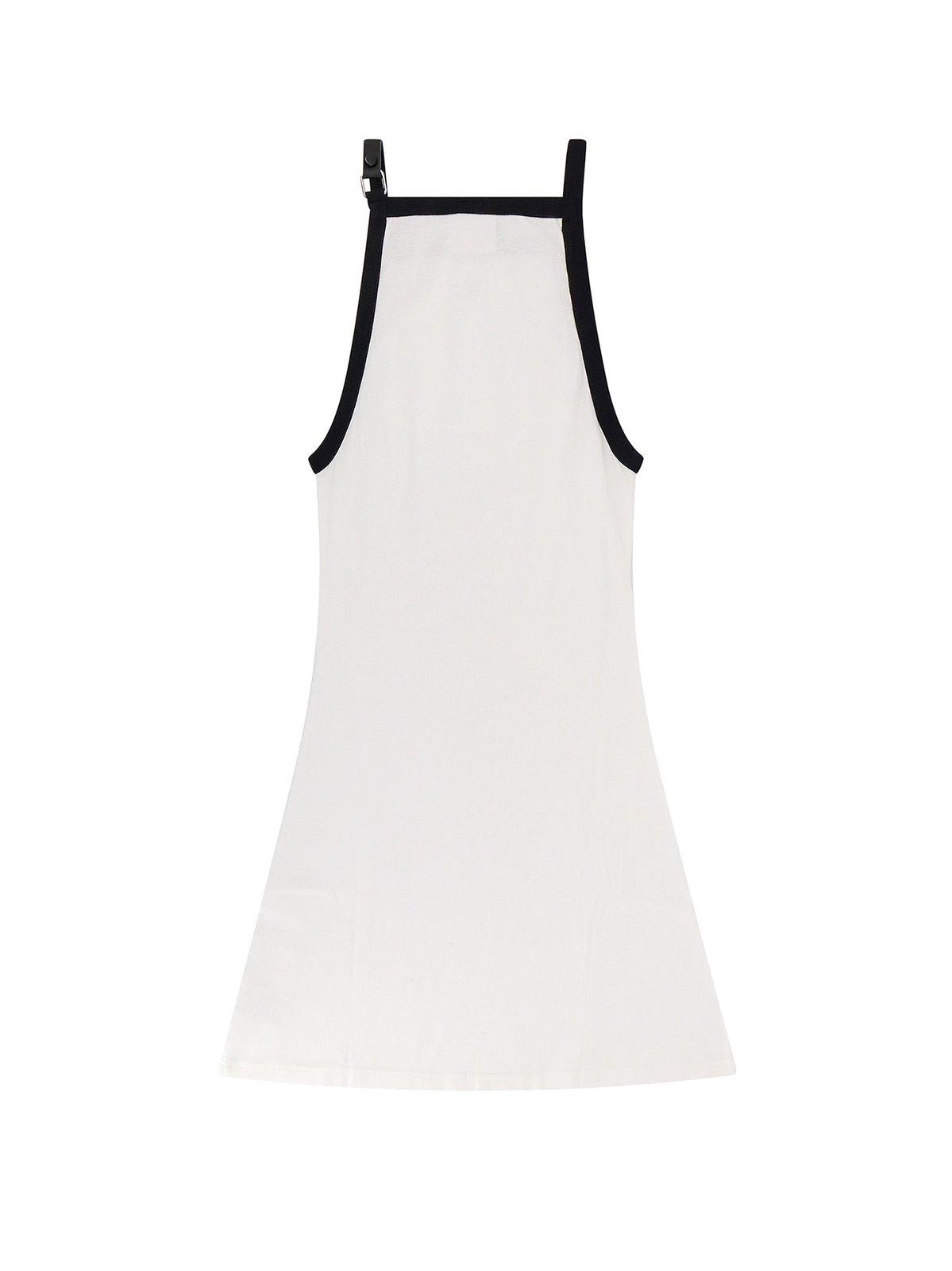 Shop Courrèges Buckle Detailed Halter-neck Dress In White