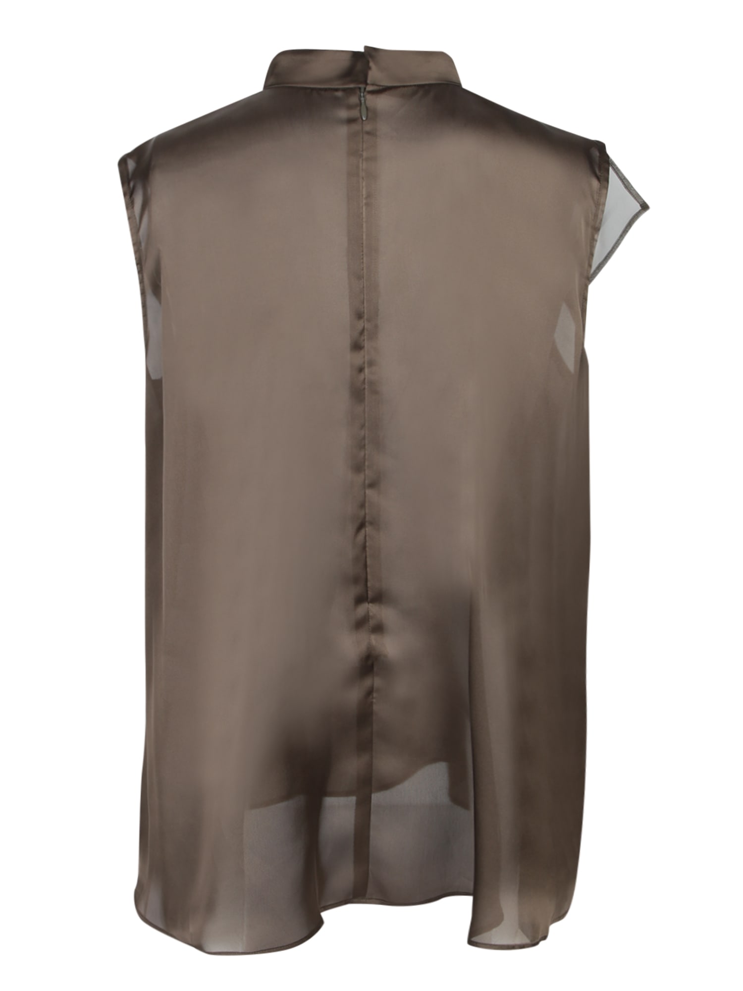 Sacai Asymmetrical Layered Satin Chiffon Tank Top In Green
