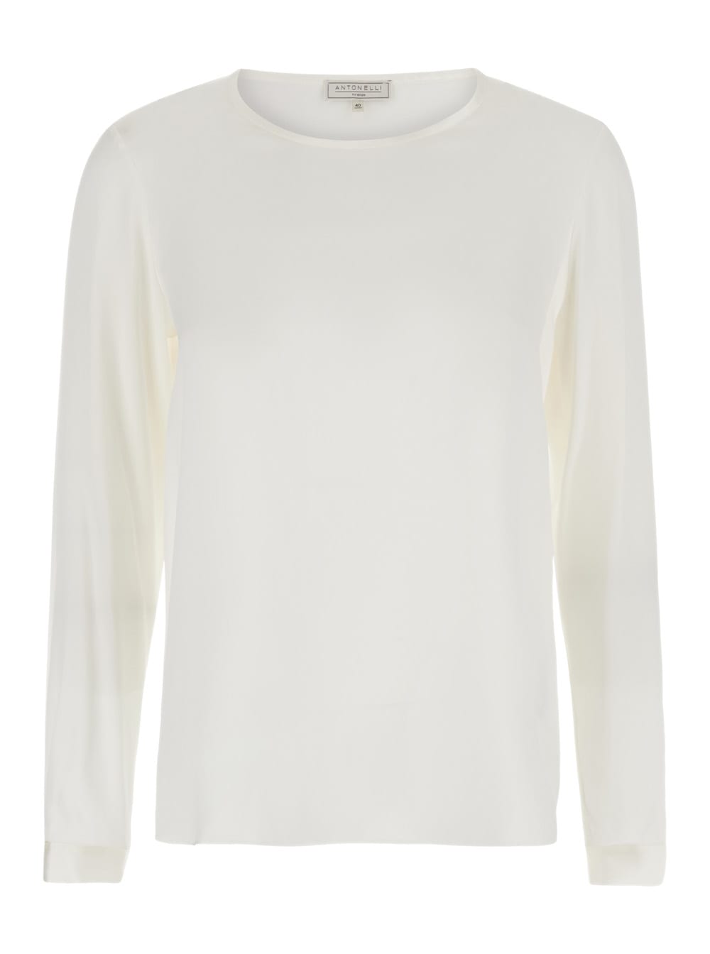 adige White Long Sleeve Top In Stretch Silk Woman