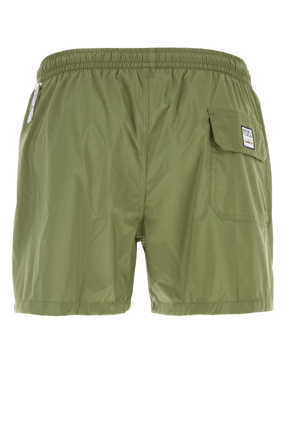 Fedeli Army Green Polyester Swimming Shorts In Verde
