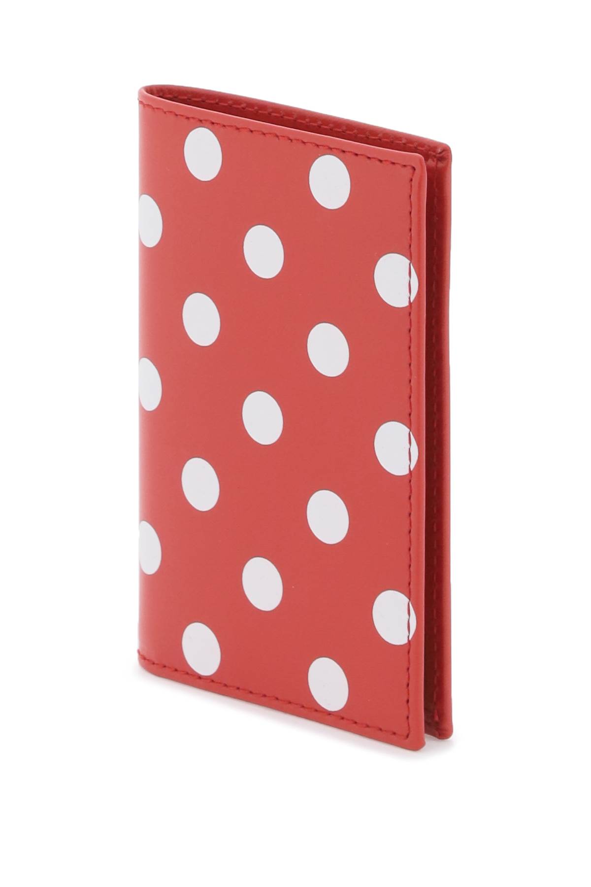 Shop Comme Des Garçons Polka-dot Bifold Wallet In Red (white)