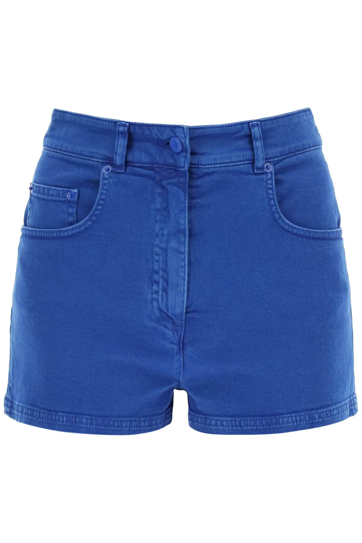 Shop Moschino Garment Dyed Denim Shorts In Blu (blue)