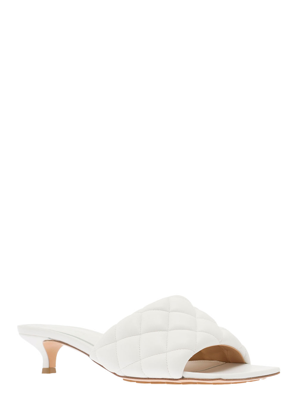 Shop Bottega Veneta White Mules With Short Heel In Quilted Leather Woman