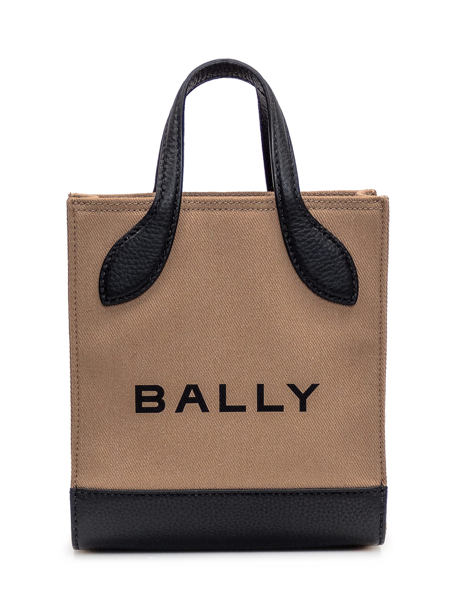 Bally Tote Mini Bag In Sand/black+oro