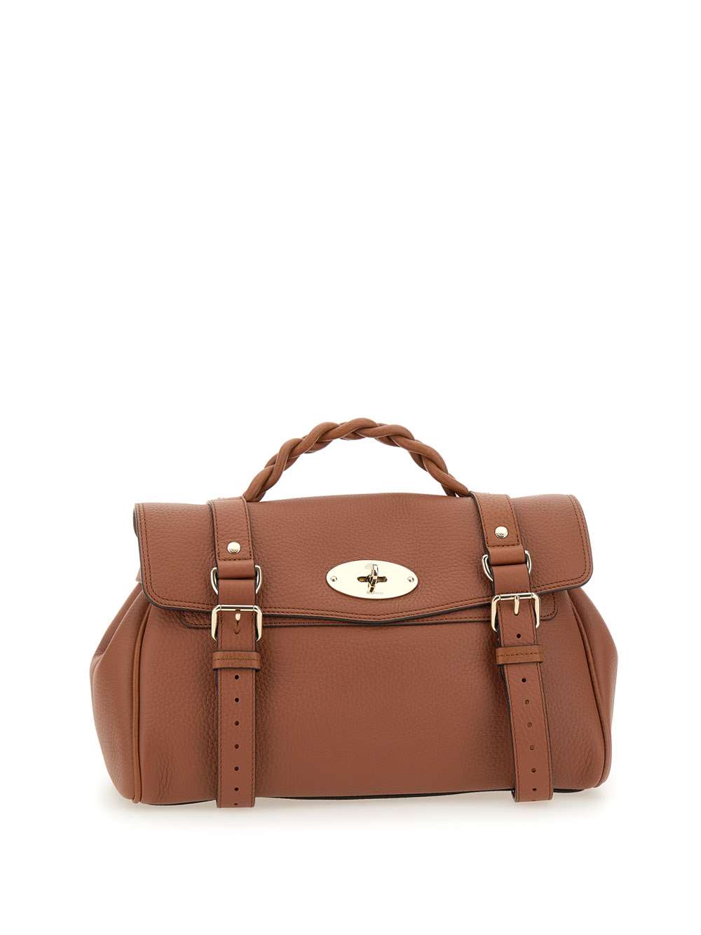 Shop Mulberry Alexa Heavy Grain Leather Bag In Chestnut