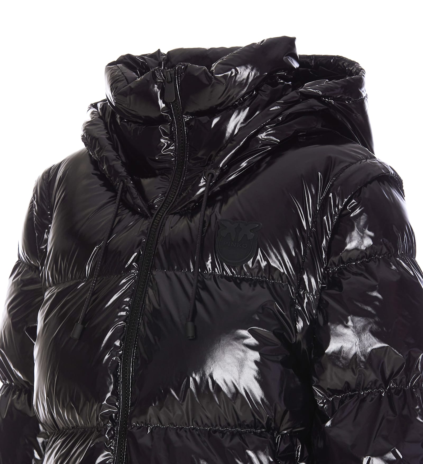 Shop Pinko Indice Glossy Down Jacket In Black