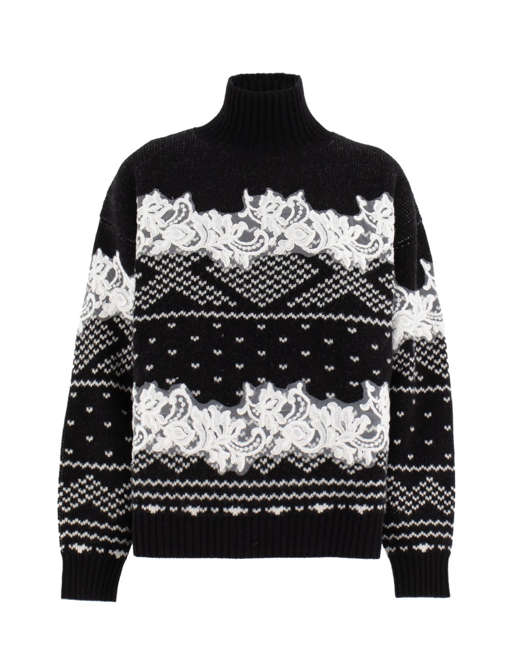 Shop Ermanno Firenze Pullover In Nero_off White