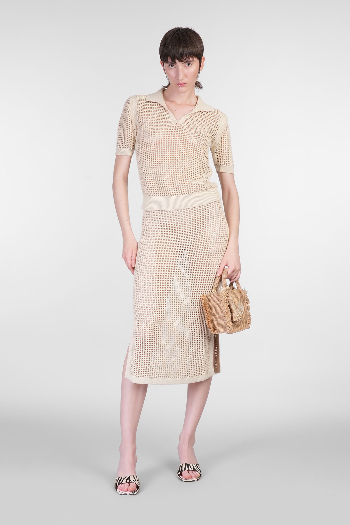 Mc2 Saint Barth Flora Polo In Beige Cotton In Neutral