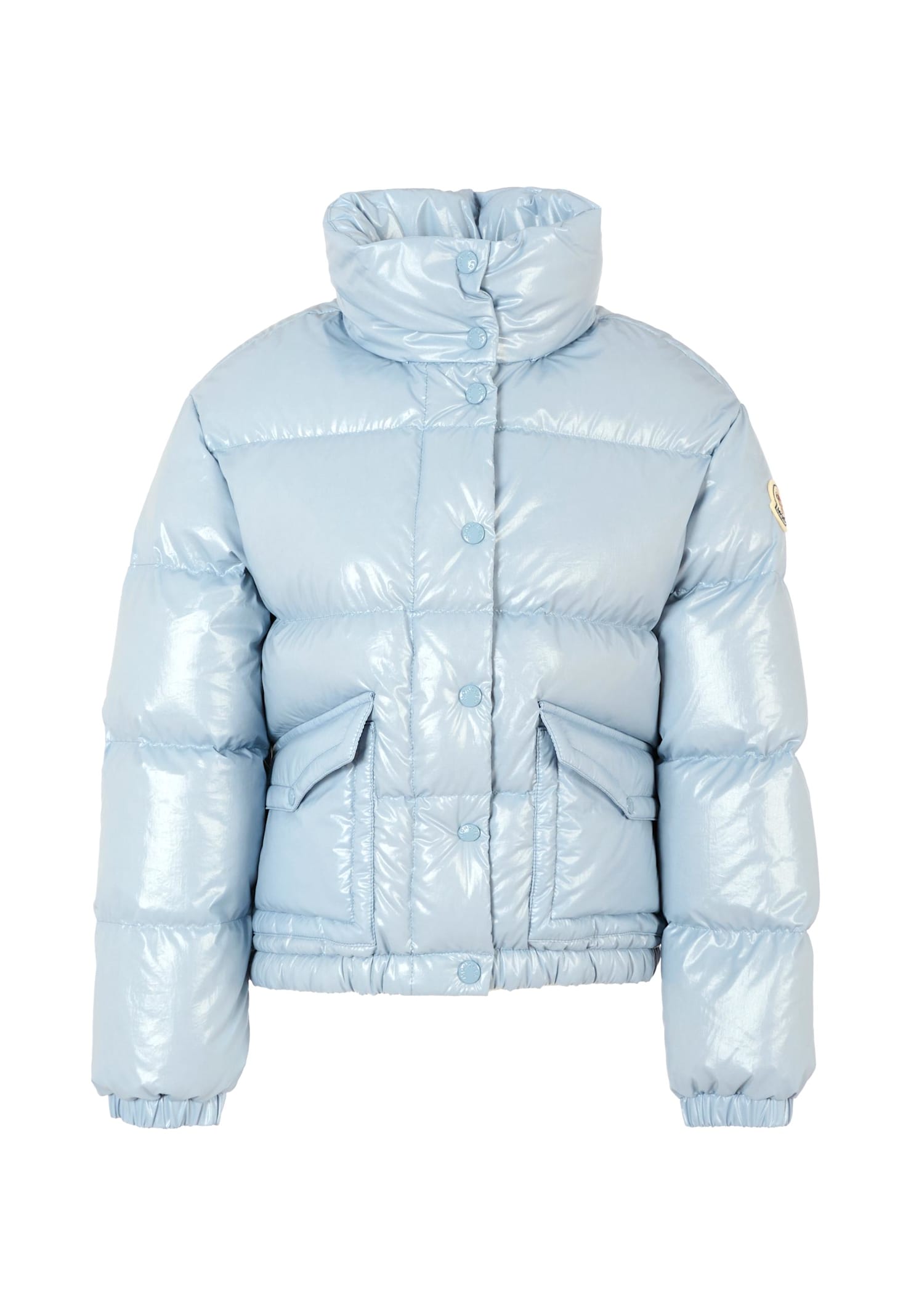 Moncler Blue Puivert Down Jacket For Girl With Logo In Blue