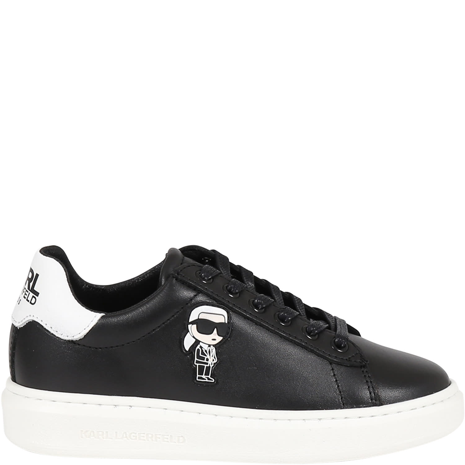 Karl Lagerfeld Black Sneakers For Kids With  Patch And Logo