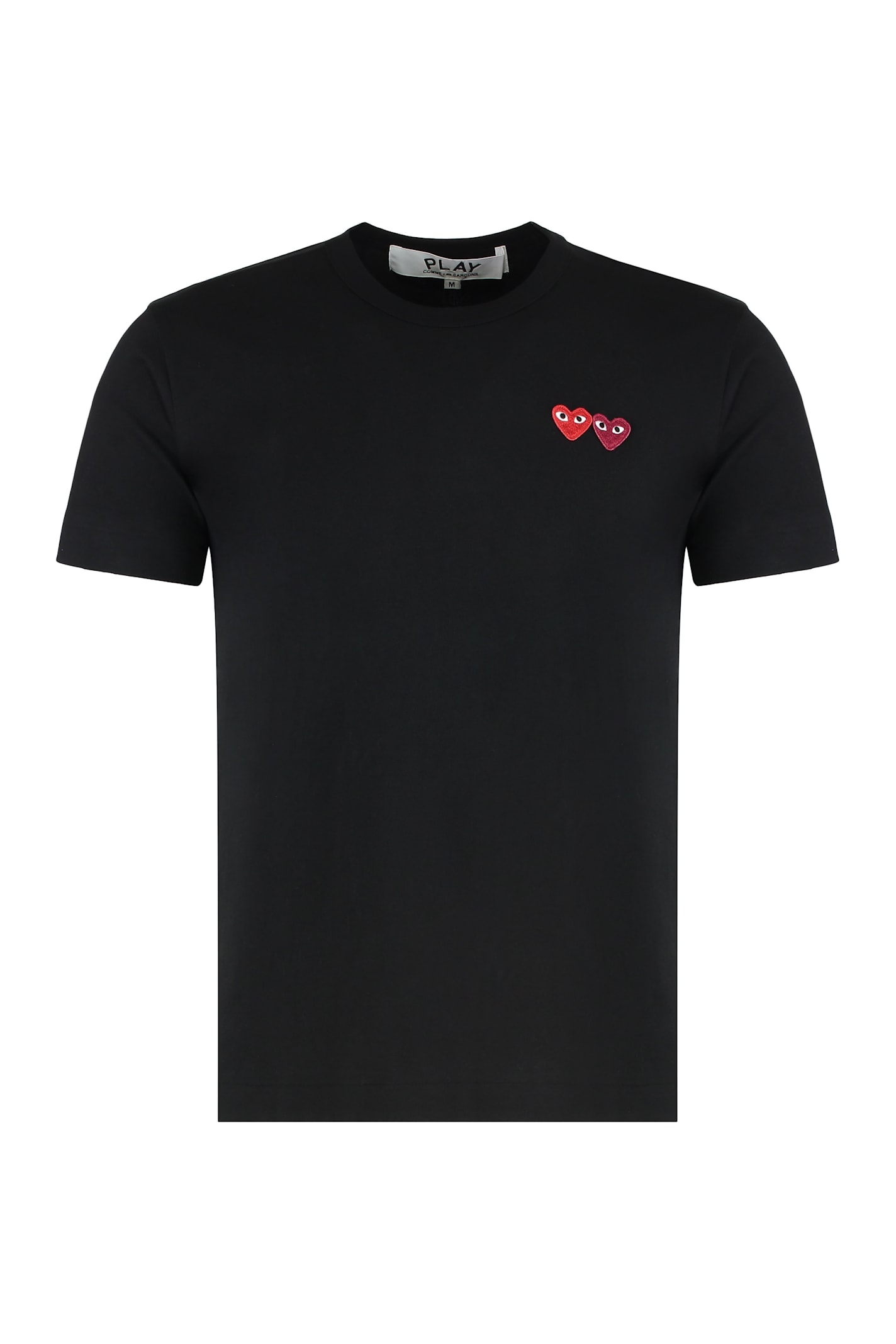 Comme Des Garçons Play Heart Motif Embroidered Short Sleeve T-shirt In Black
