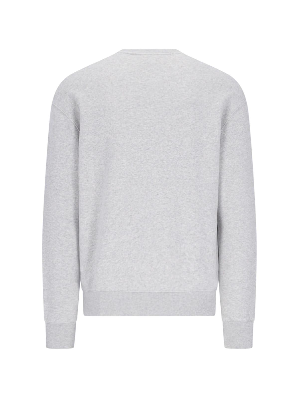 Shop Maison Kitsuné Embroidery Crewneck Sweatshirt In Grey