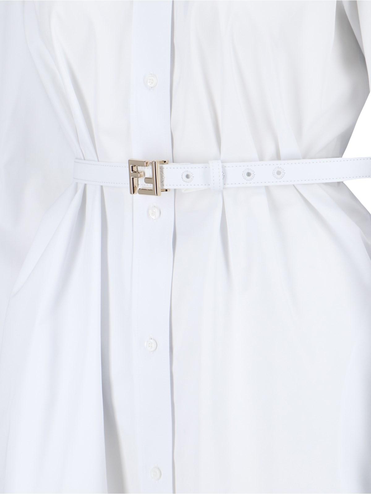 Shop Fendi Midi Shirt Dress In White