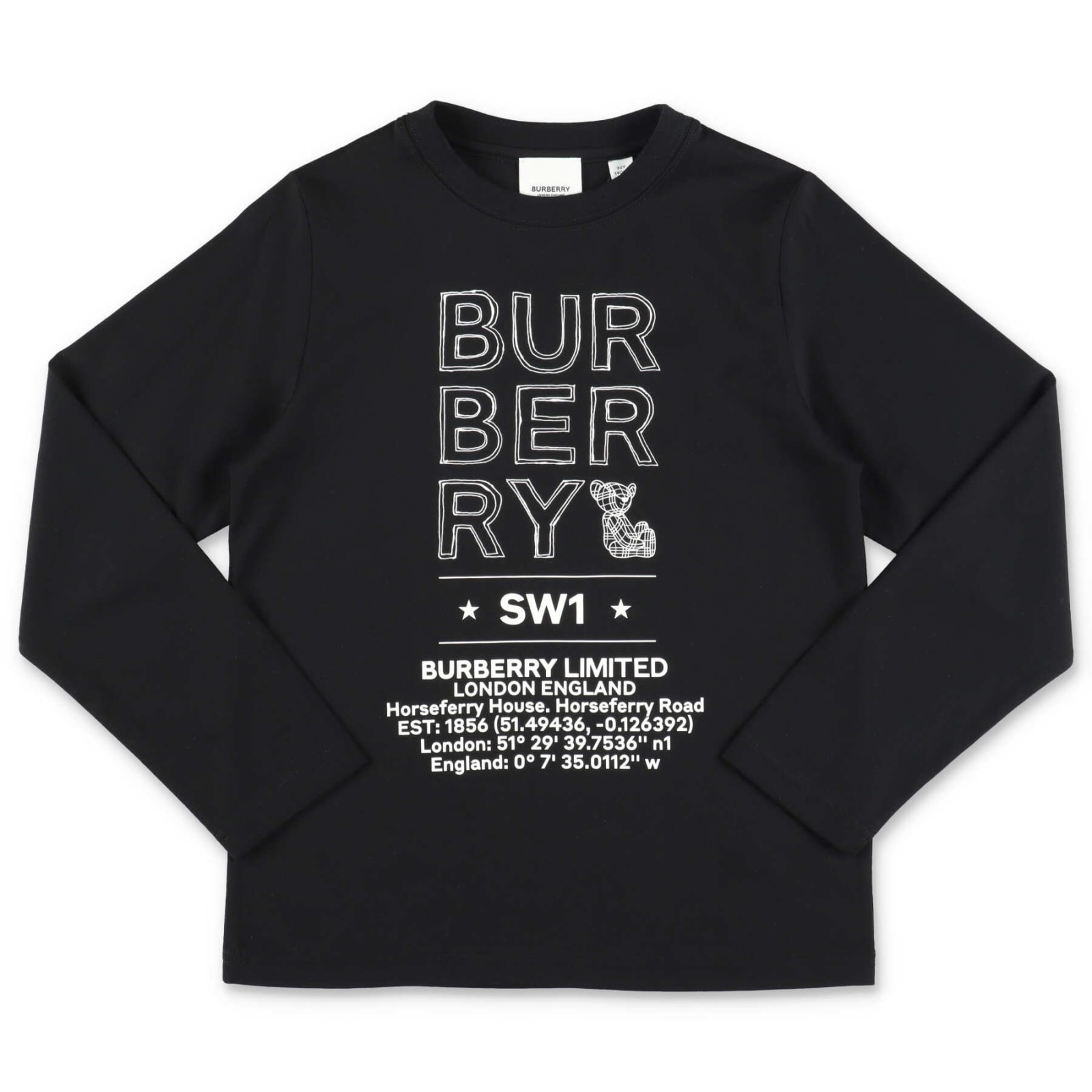 Burberry Kids' T-shirt Nera In Jersey Di Cotone In Black