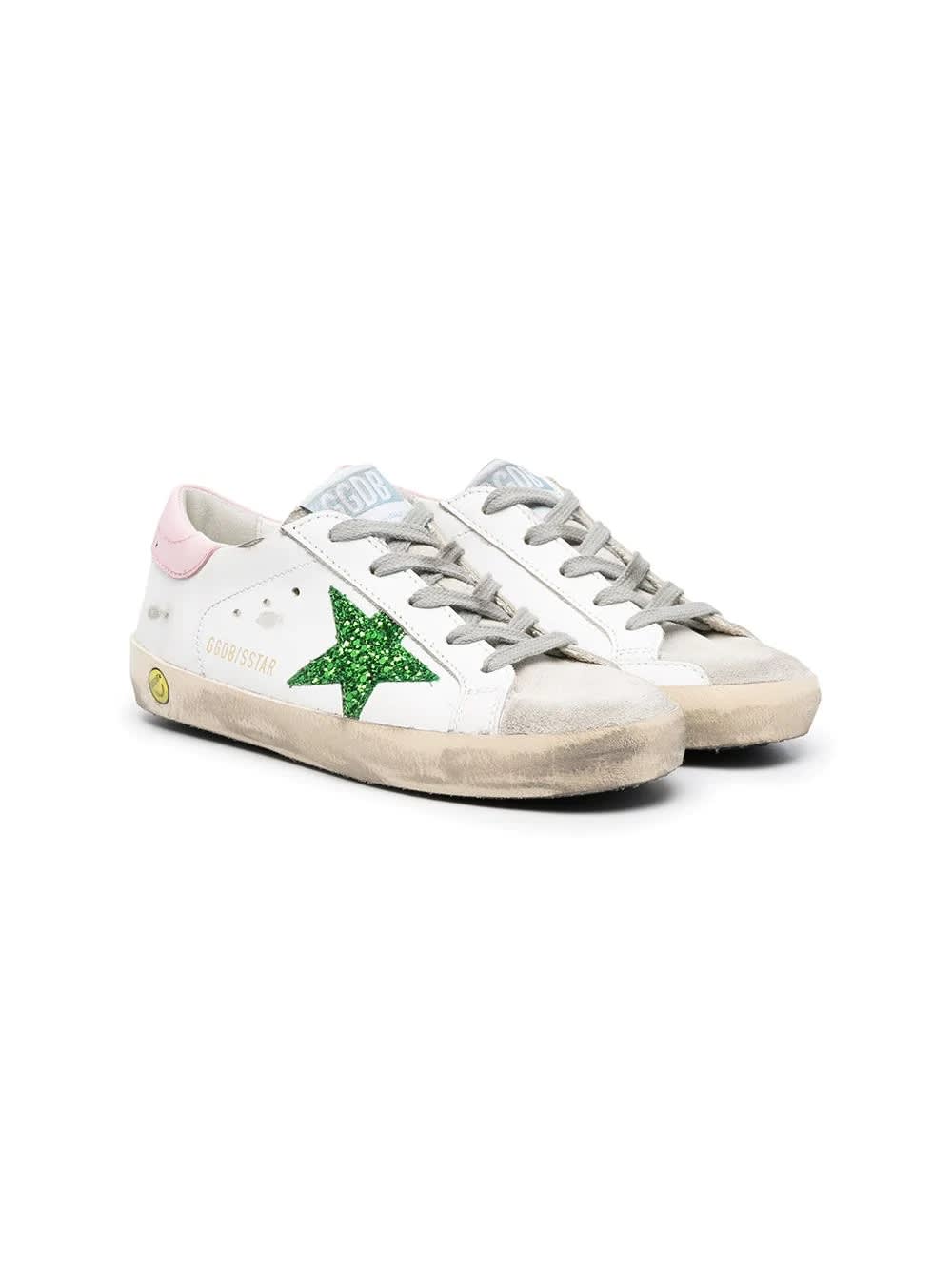 Golden Goose Sneakers With Pink Back And Green Star