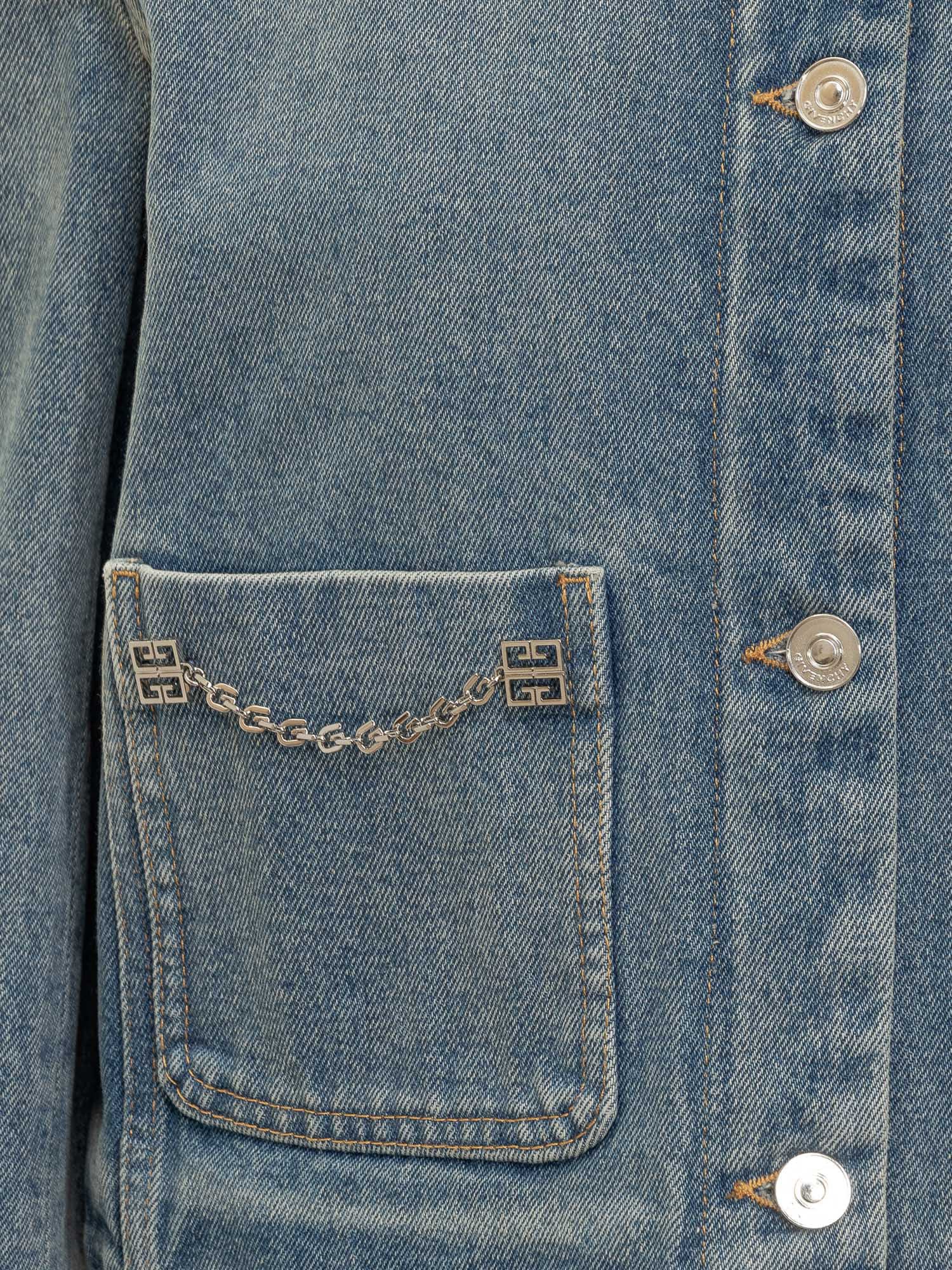 Shop Givenchy 4g Jeans Blouson In Medium Blue
