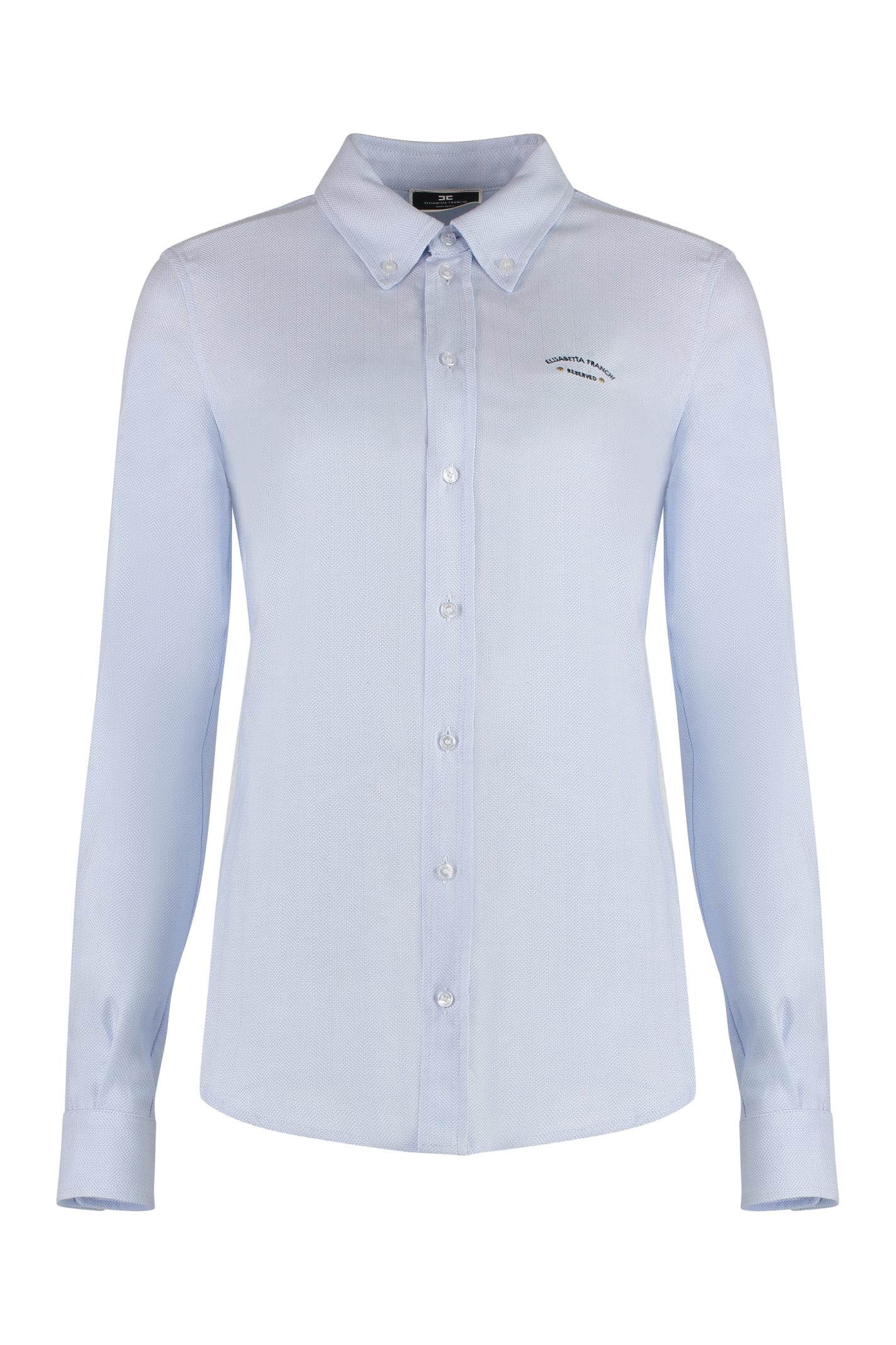 Shop Elisabetta Franchi Cotton Poplin Shirt In Light Blue
