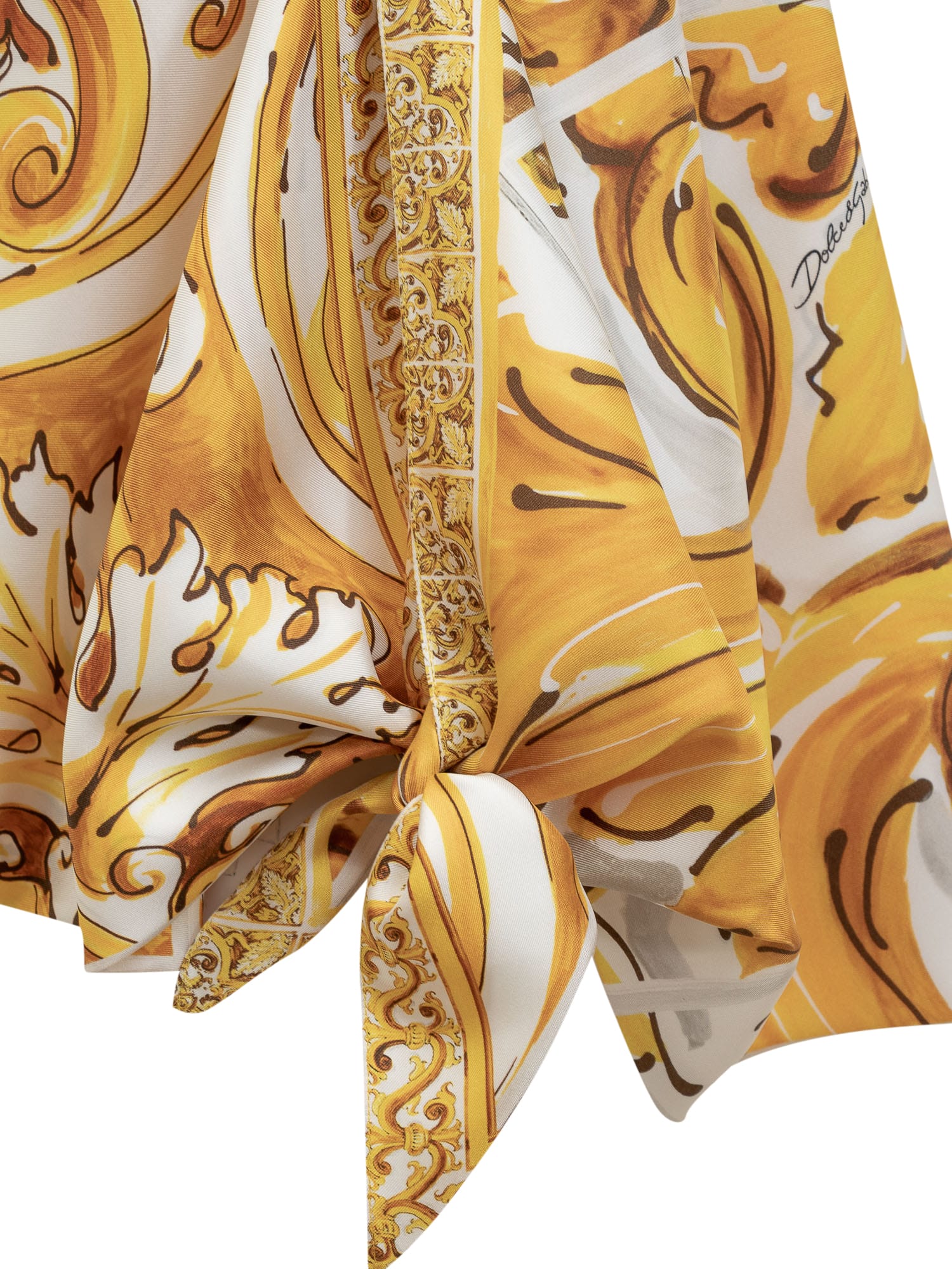 Shop Dolce & Gabbana Maiolica Silk Twill Top In Maiolica 2l Giallo