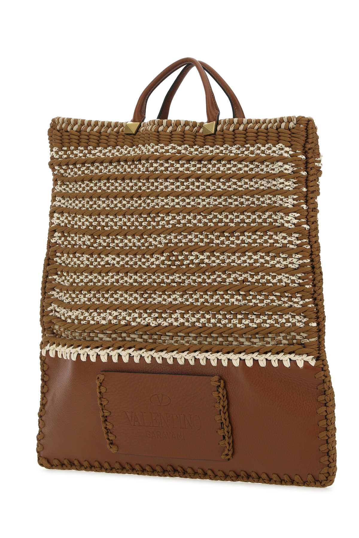 Shop Valentino Multicolor Crochet And Leather Shopping Bag In Ga1
