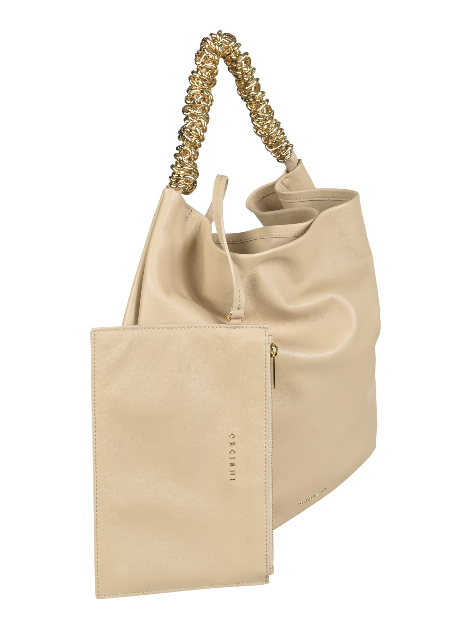 Shop Orciani Chain Strap Shoulder Bag In Ivory