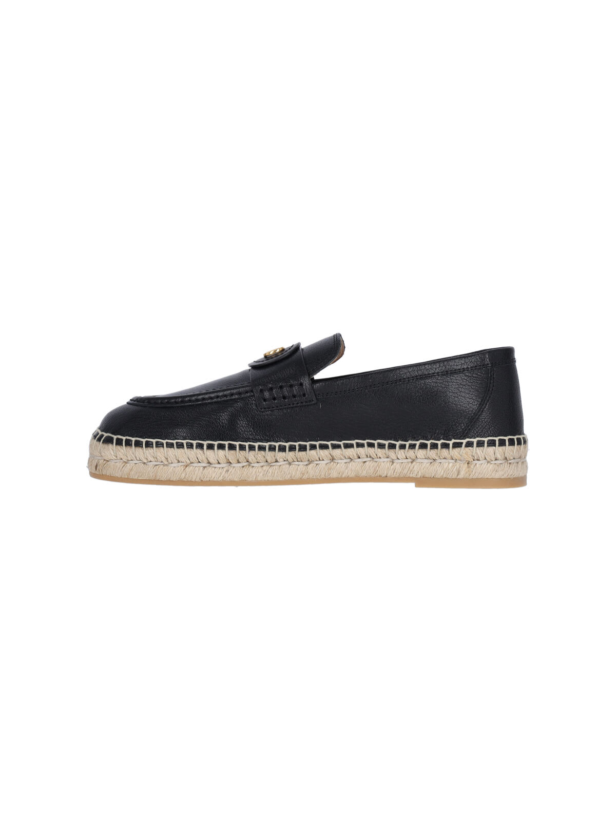 Valentino Avenue Palm Goatskin Espadrilles With Jute Sole In Black