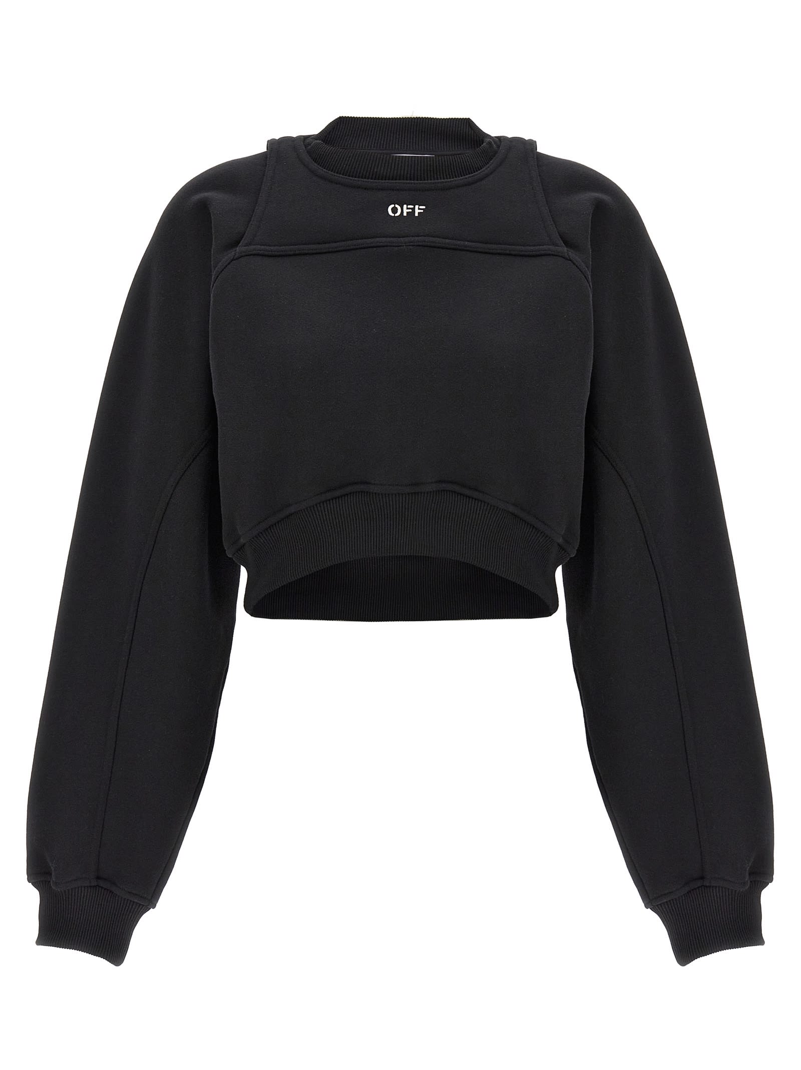 Shop Off-white Cropped Sweatshirt In White/black