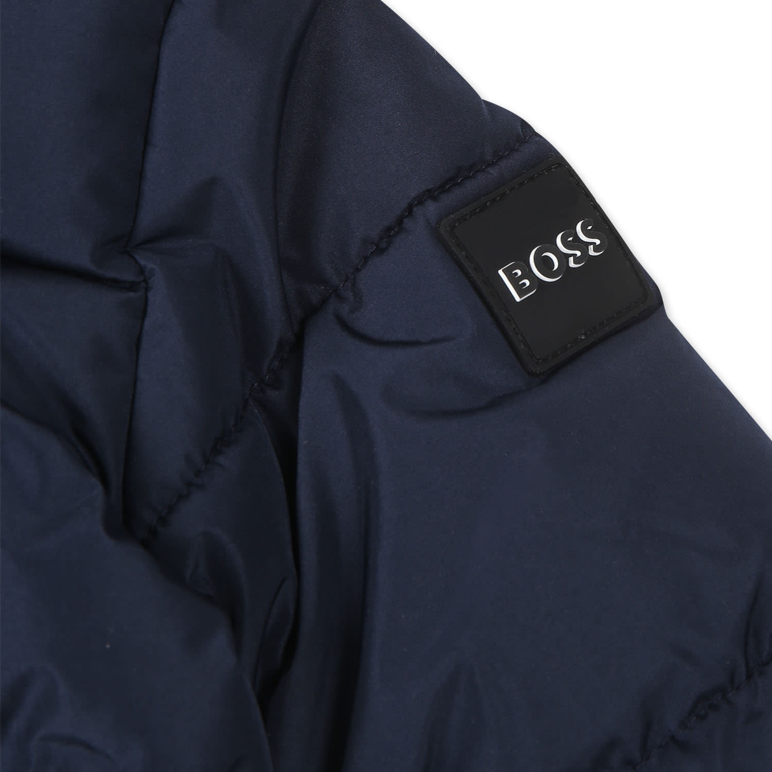 Hugo Boss Blue Down Jacket For Baby Boy With Logo In Blue