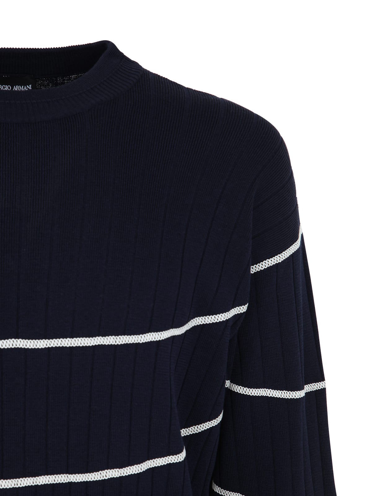 Shop Giorgio Armani Striped Pullover In Ubwf Blue