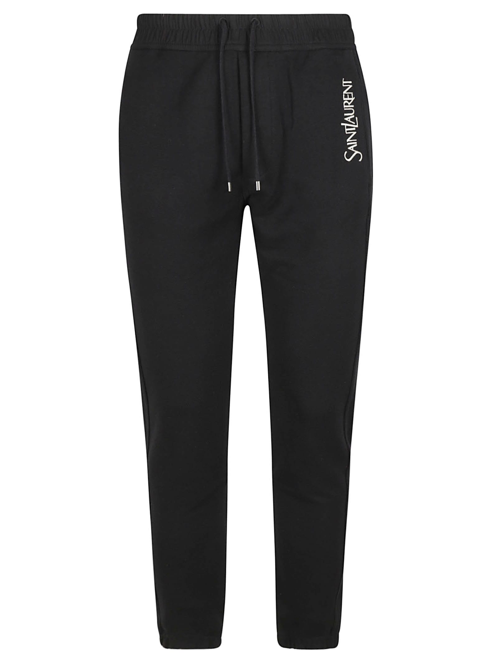 SAINT LAURENT DRAWSTRING WAIST LOGO EMBROIDERED TRACK trousers