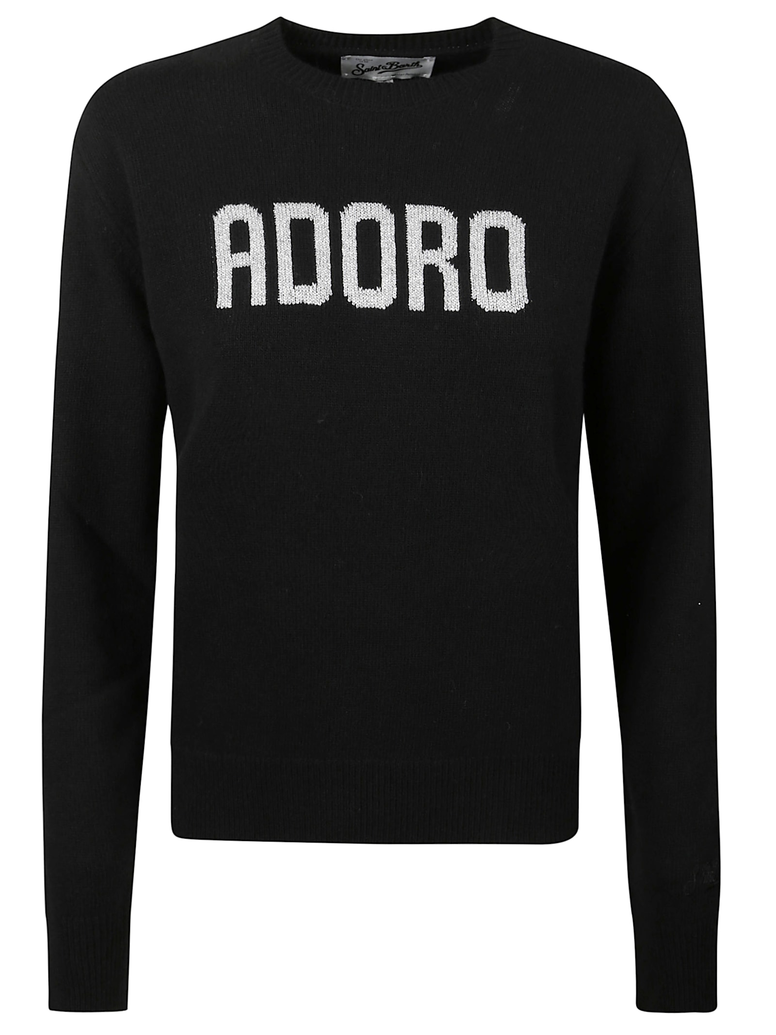 Mc2 Saint Barth Black Jacquard Wool Blend New Queen Sweater In Black