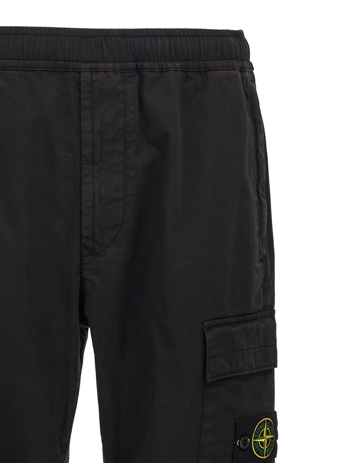 Shop Stone Island Regular Tapered Fit Cargo Pants In Nero