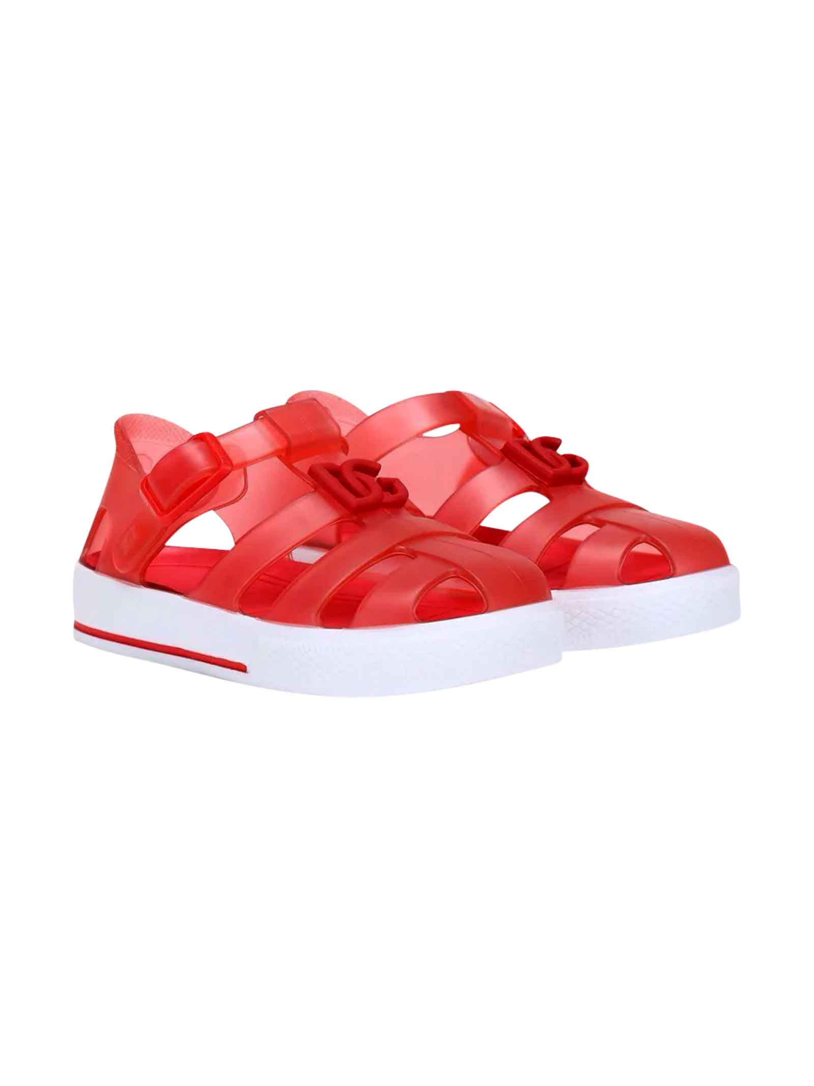 Dolce & Gabbana Red Sandals With Cage Tip