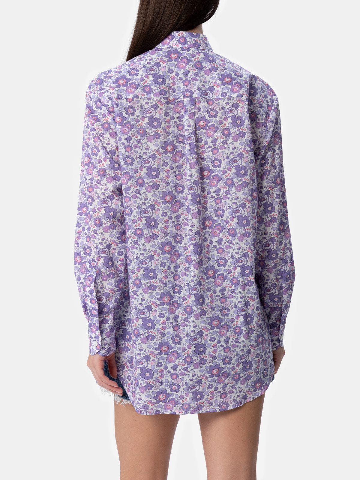 Shop Mc2 Saint Barth Woman Cotton Shirt Brigitte With Betsy Print Made With Liberty Fabric In Lilac