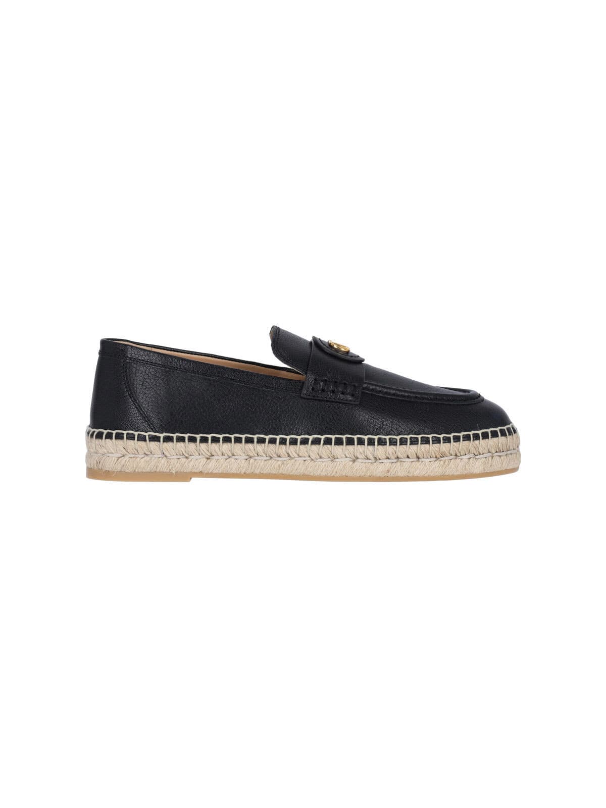 Valentino Avenue Palm Goatskin Espadrilles With Jute Sole In Black