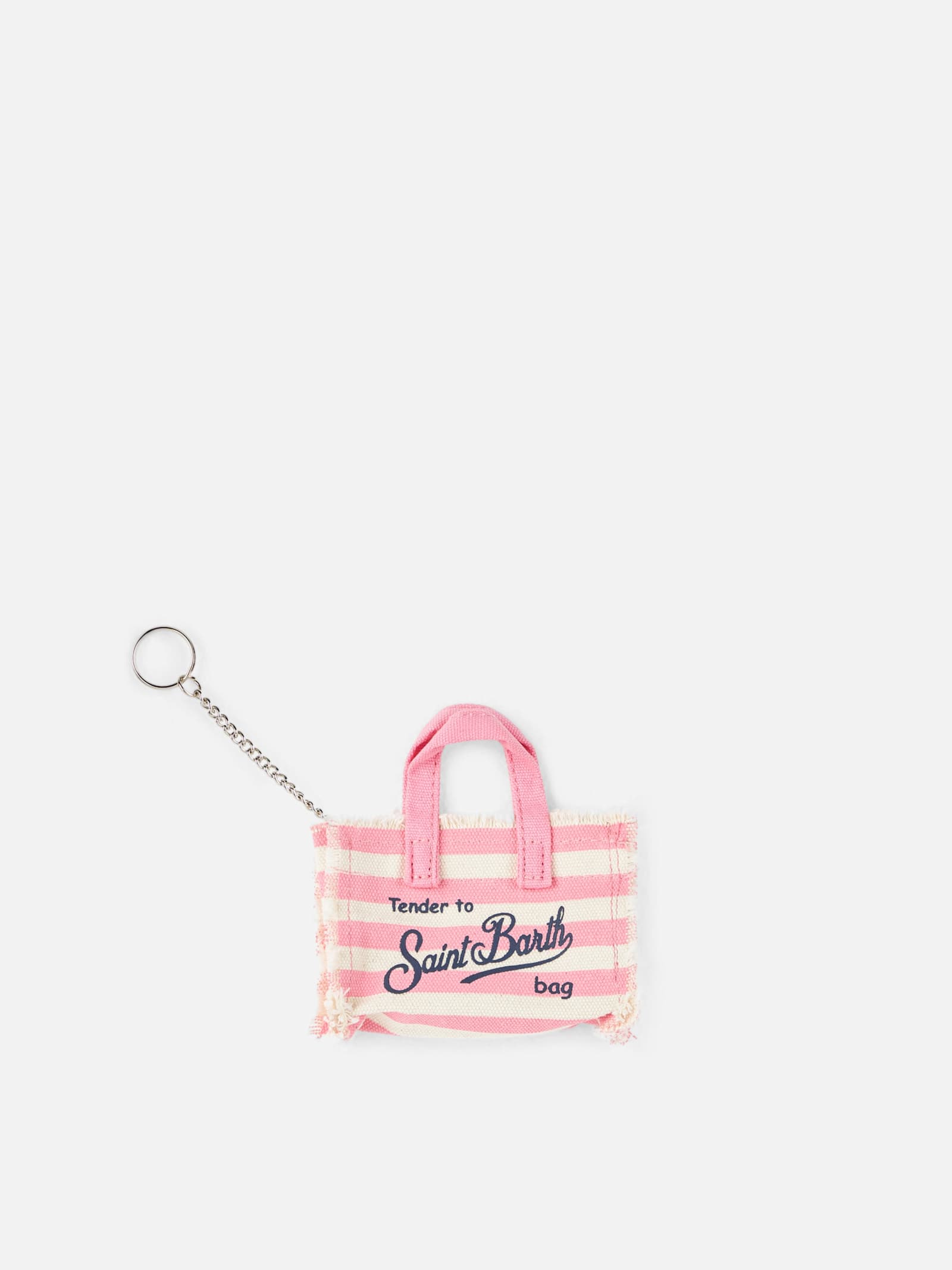 Mc2 Saint Barth Pink Striped Cotton Canvas Key Holder In Pink