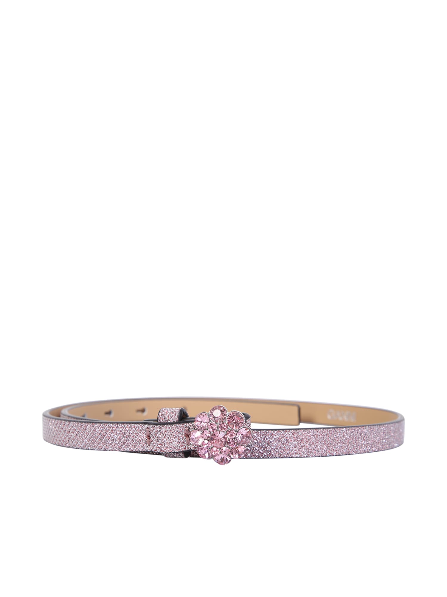 Ganni Crystal Buckle Glitter Belt In Pink