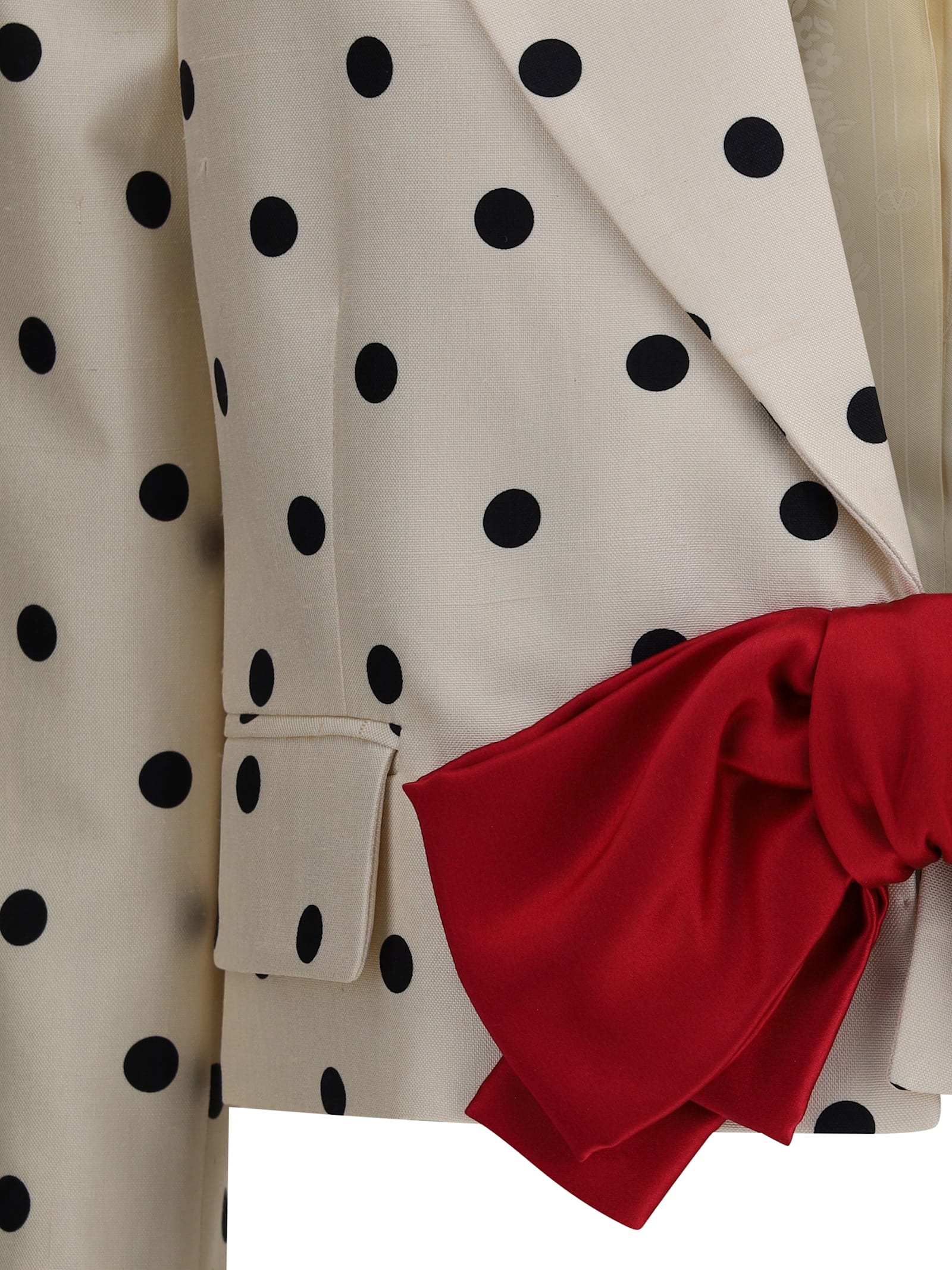 Valentino Bow-embellished Polka-dot Silk-shantung Jacket