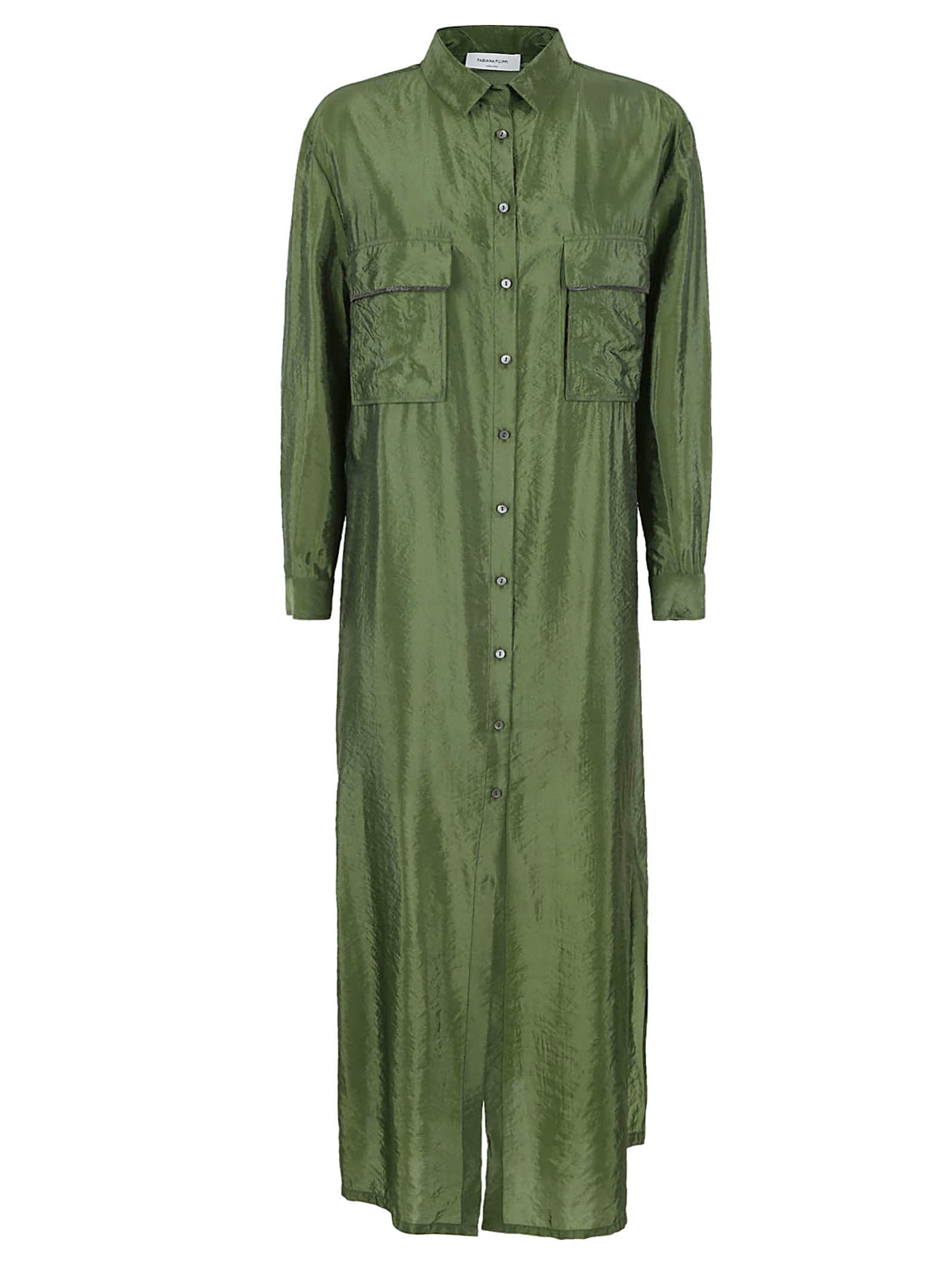 Shop Fabiana Filippi Cargo Long-length Dress  In Green