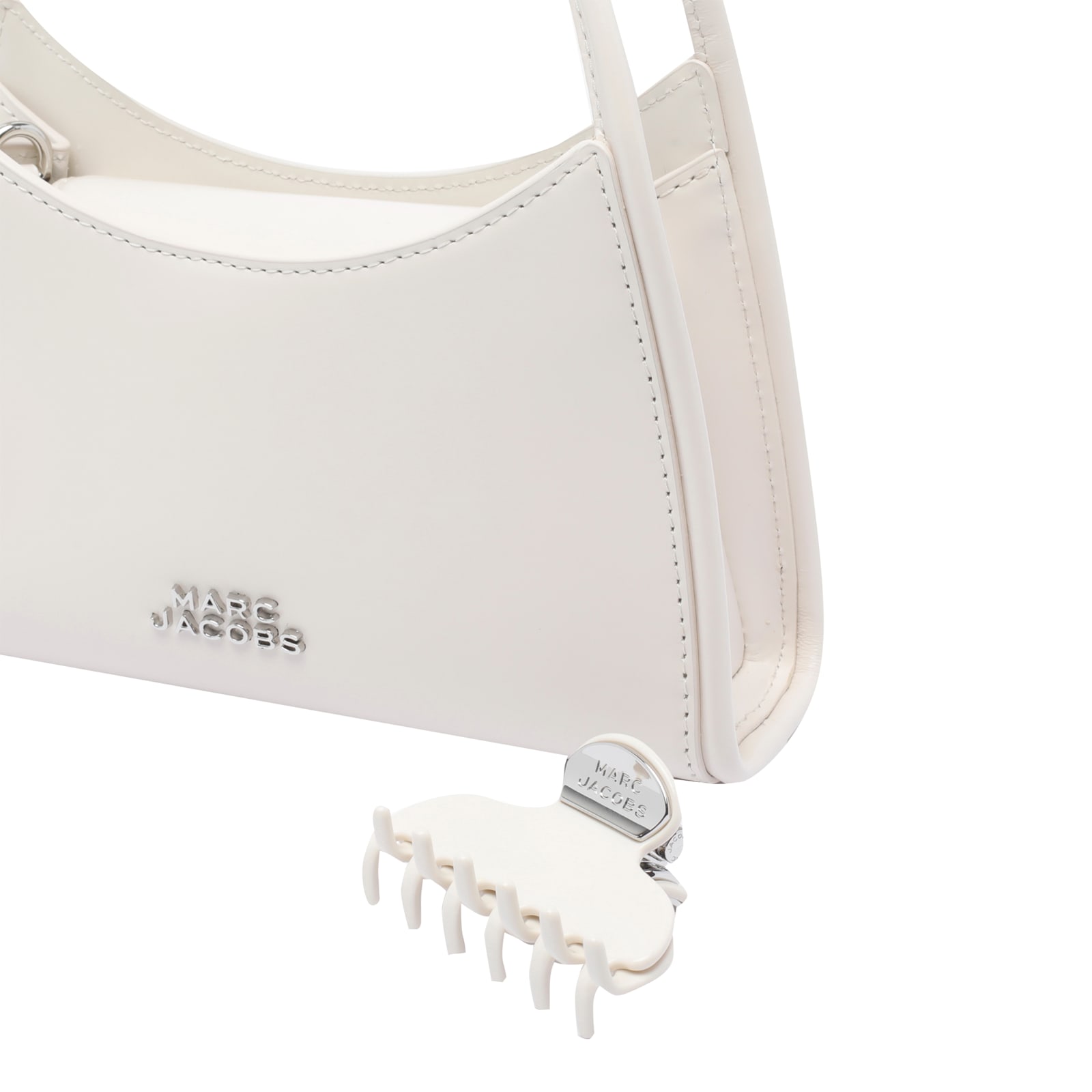 Marc Jacobs Logo The Claw Clip Shoulder Bag In White